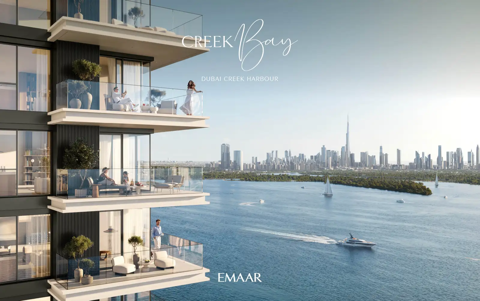 Bedroom interior render at Creek Bay, an Emaar development on Dubai Creek Harbour