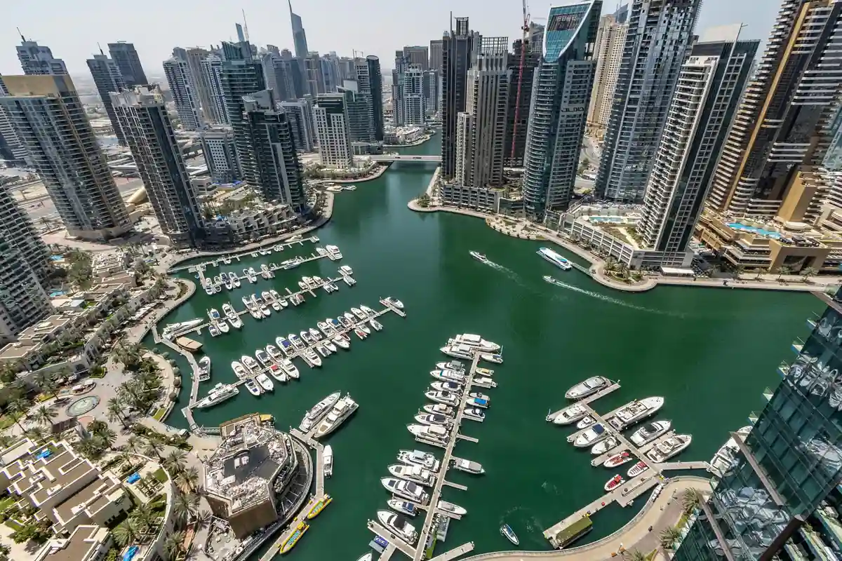 Aerial photograph of Dubai Marina, near Object 1’s sales office