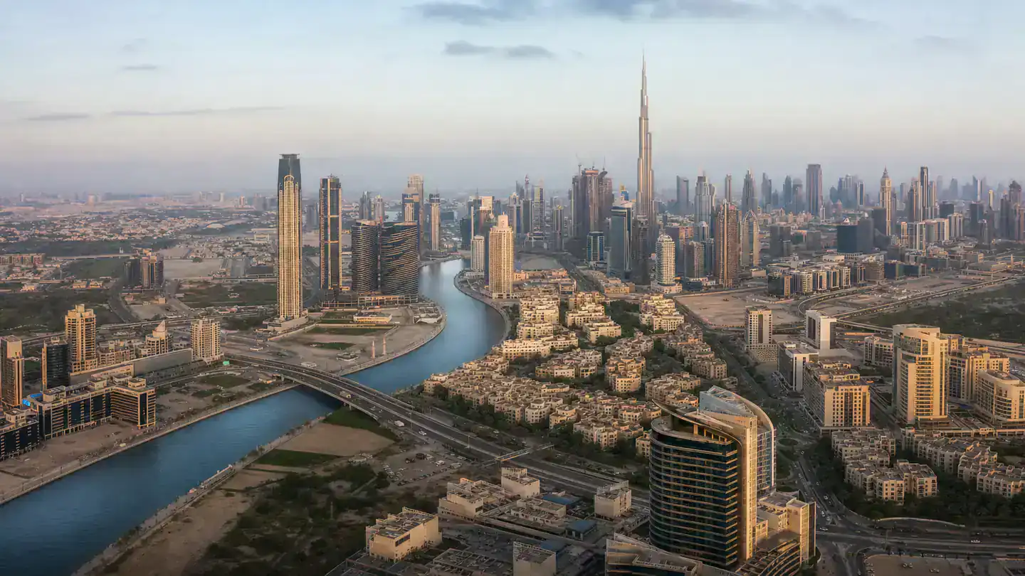Aerial view of Dubai districts covered by the 2040 Urban Master Plan development framework
