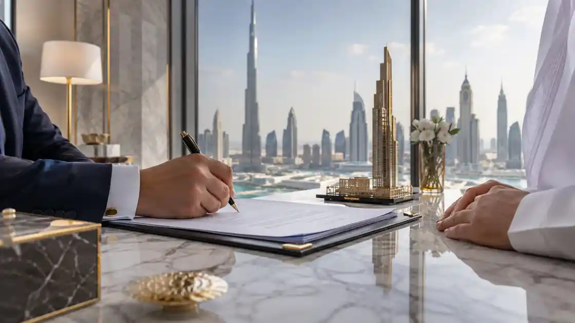 Sale and purchase agreement reviewed beside Dubai property records