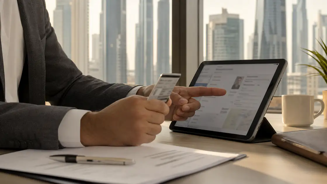 Buyer checking Dubai regulatory and property records on a laptop
