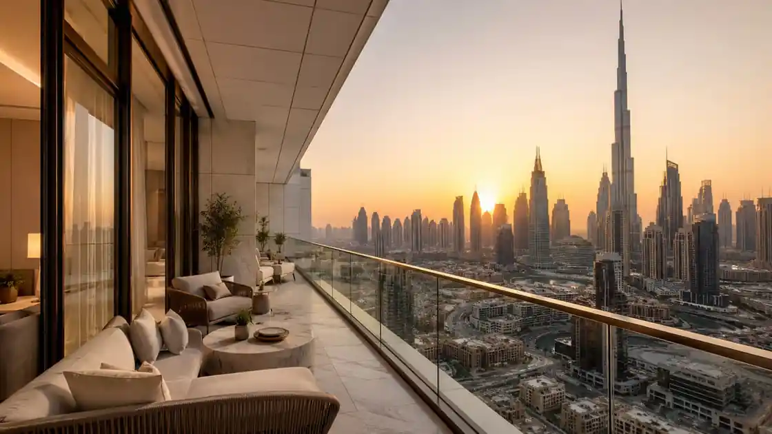 Dubai property documents and district map arranged for an investment decision review