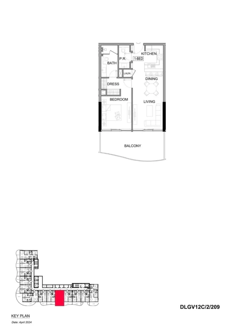 One Bedroom Unit in Damac Lagoon Views floor plan, image 1 of 1